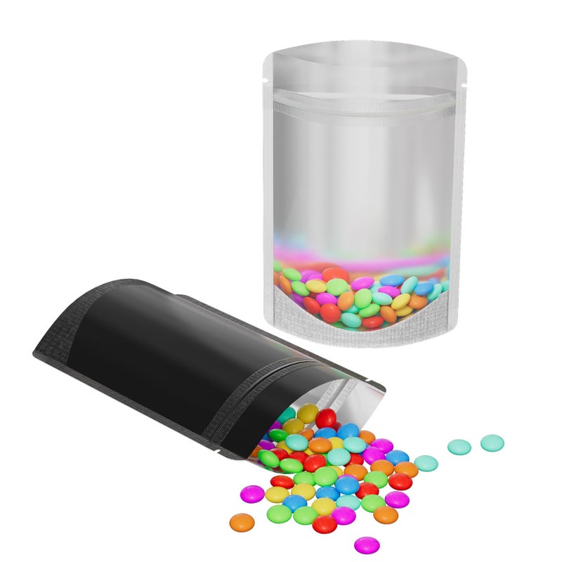QQ Studio 100PCS Matte Clear Front Black Back Stand-Up 1oz Bags (8.5x13cm (3.3x5.1"), Translucent/Black) - Image 5